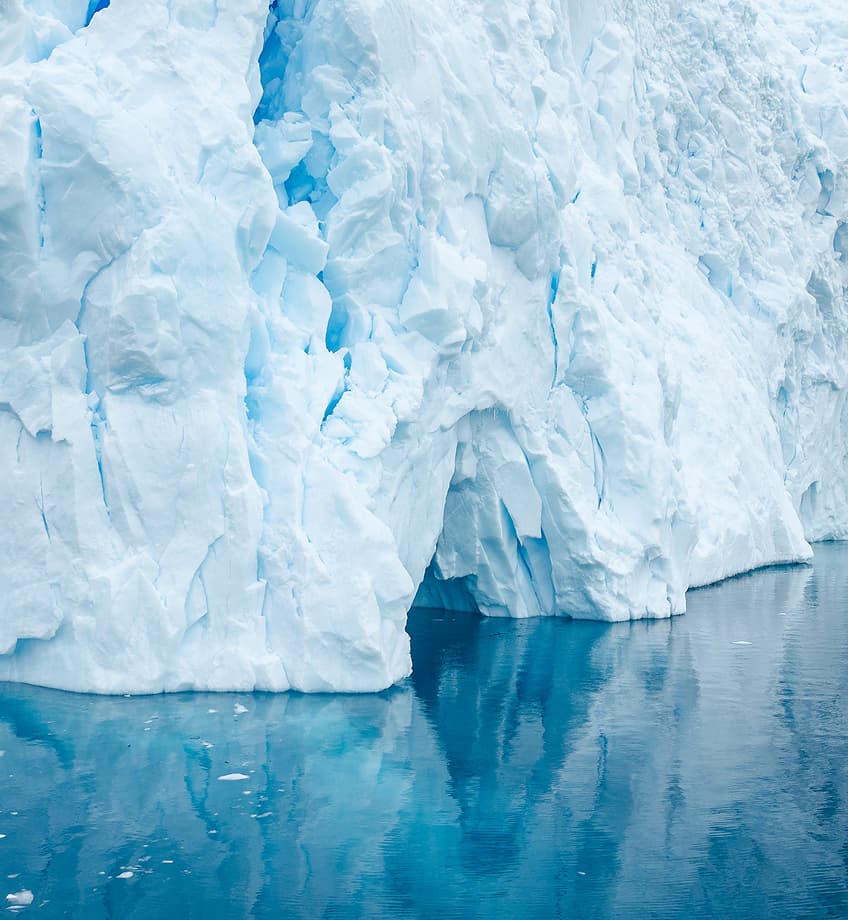 Towering icebergs and glaciers in Antarctica